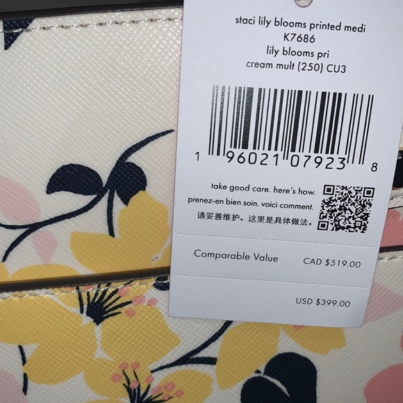 ♠️💐 kate spade Lily Blooms Printed Staci Floral Medium Satchel Bag, Cream - Picture 10 of 12